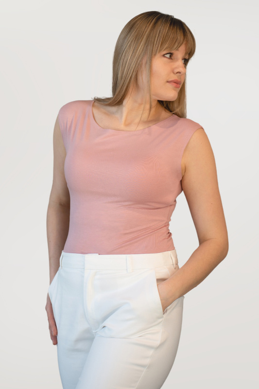 Bluzka damska szerokie ramiączko Indi różowa Babell