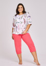 Piżama damska krótki rękaw, 3-4 spodnie 3156-3157 S-S 24 Olive Taro