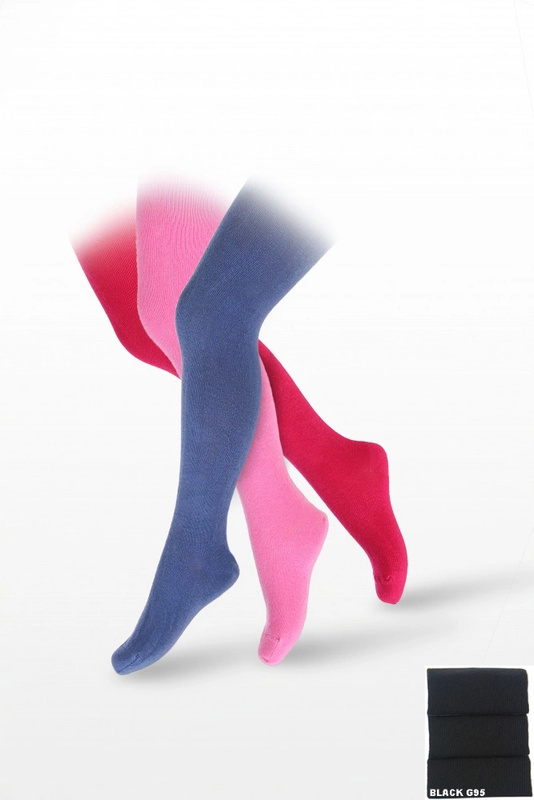 Rajstopy dziecięce gładkie 128-158 W3800007 Wola - czarny G95