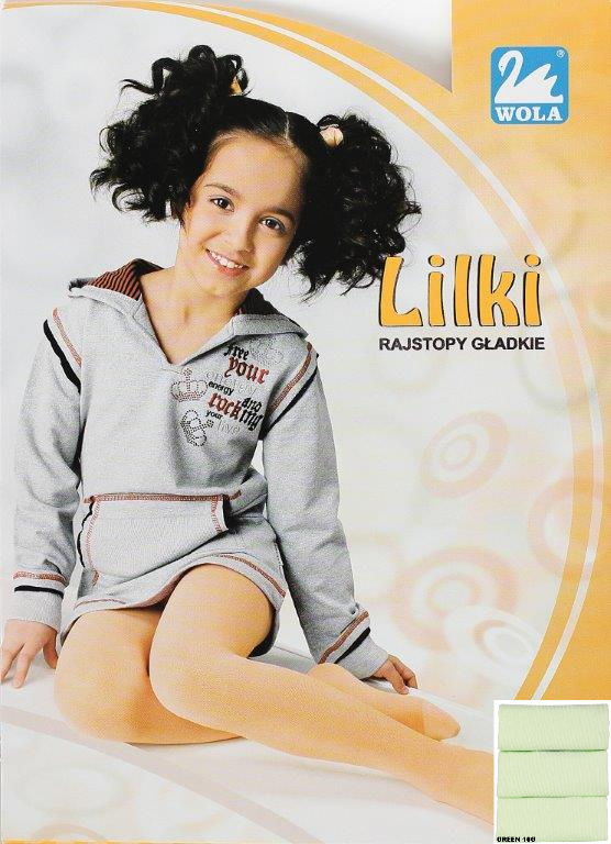 LILKI rajstopy dziecięce cienkie, gładkie 38004 Wola - green 10G