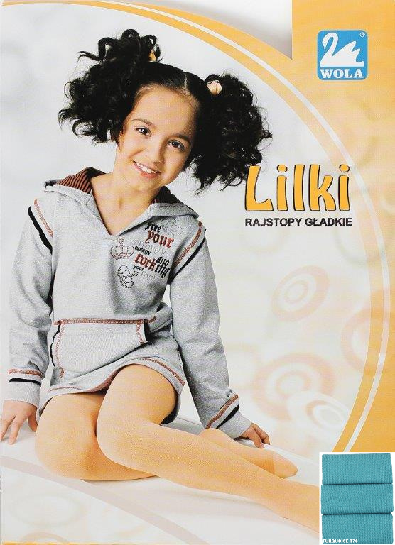 LILKI rajstopy dziecięce cienkie, gładkie 38004 Wola - turquoise T76