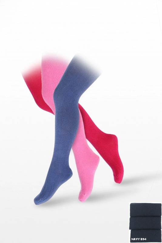 Rajstopy dziecięce gładkie 128-158 W3800007 Wola - granat B94