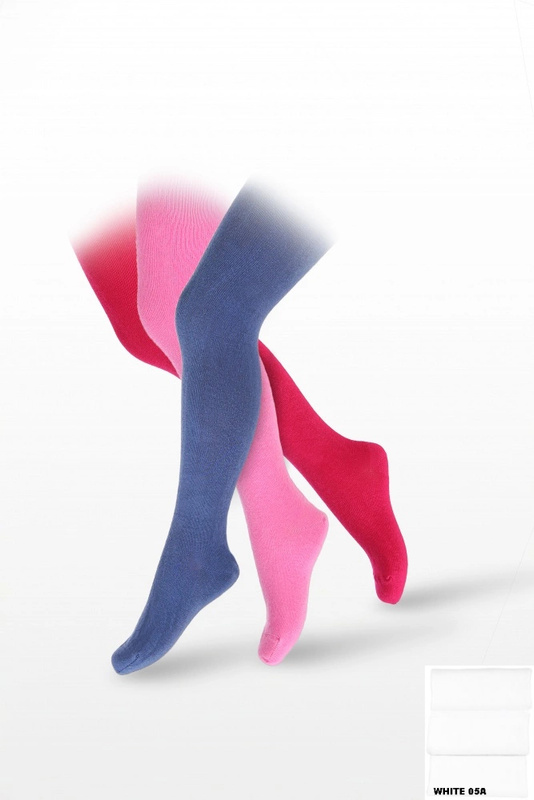 Rajstopy dziecięce gładkie 128-158 W3800007 Wola - biały 05A