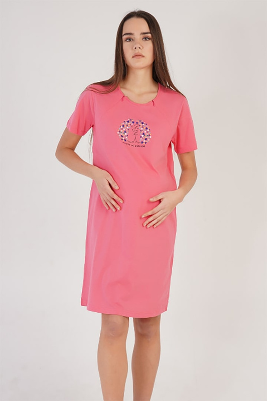 Koszula nocna dla mam krótki rękaw 2112550000 róż Vienetta