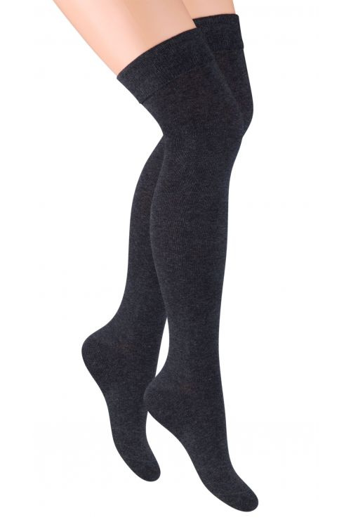 Zakolanówki gładkie 076 melanż grafit Steven